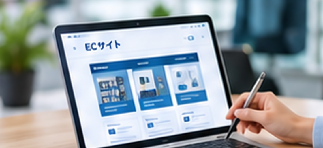 ECサイトの画面を確認する様子